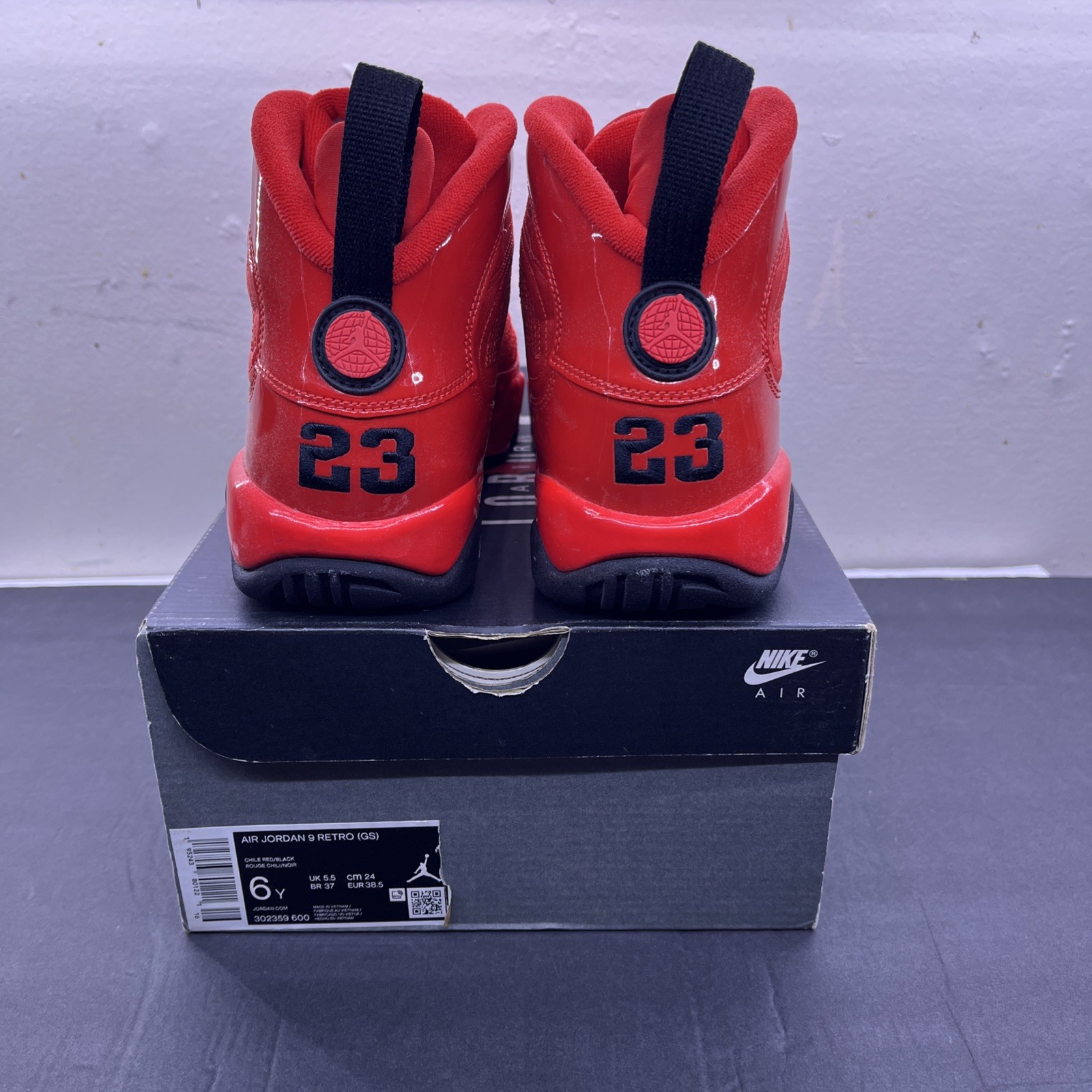 Air Jordan 9 Retro (GS) Chile Red Size 6Y 302359-600 Brand New - photo 3
