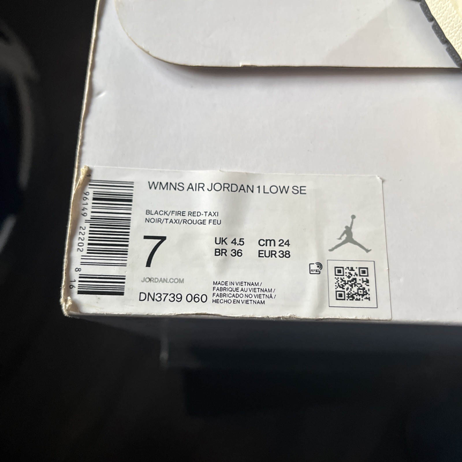 Air Jordan 1 Low SE Black Multi Color - Size 7W / 5.5M