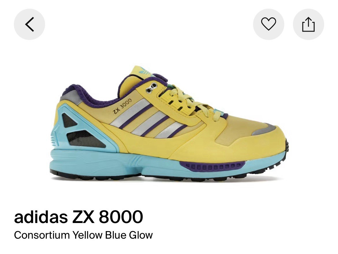 adidas ZX 8000 Consortium Yellow Blue Glow Men's Size 5