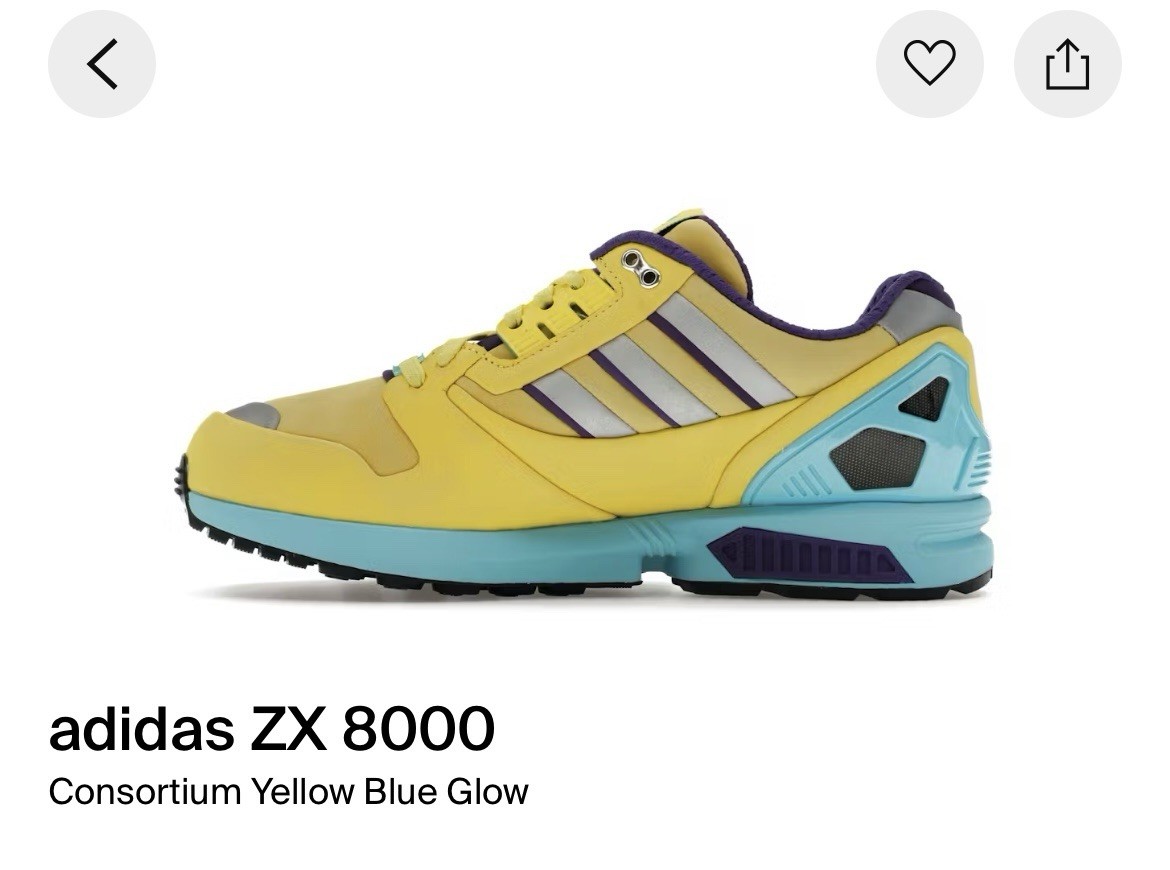 adidas ZX 8000 Consortium Yellow Blue Glow Men's Size 5 - photo 2