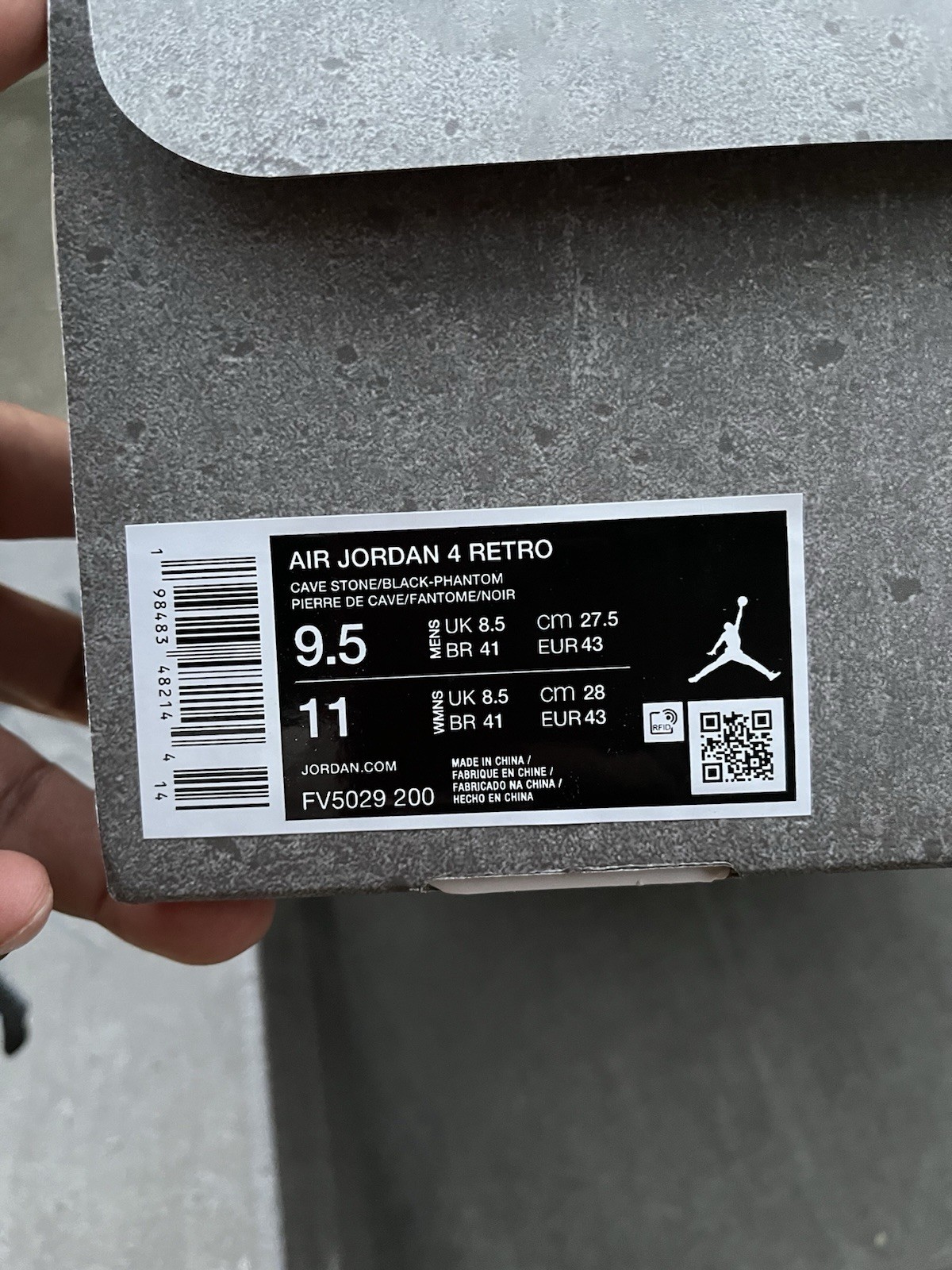 Jordan 4 Retro Cave Stone Size 9.5 Authentic
