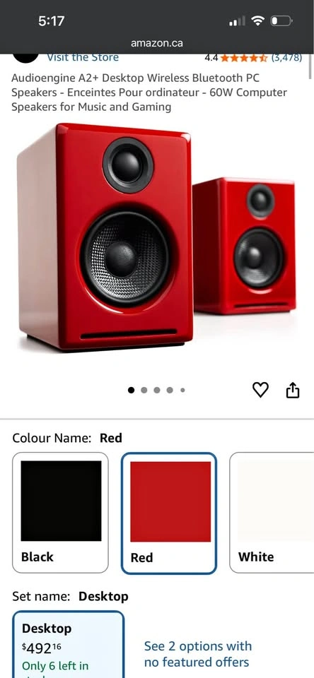 Audioengine A2+ Wireless Speakers - Hi-Gloss Red