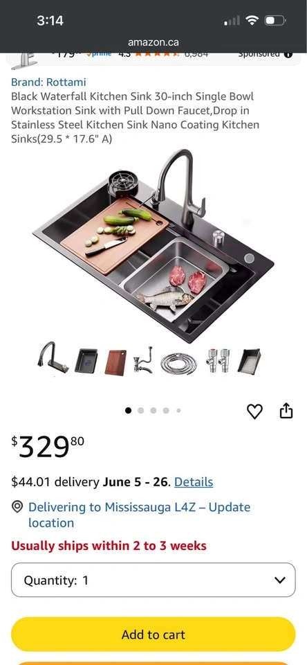 NEW 30” Nano Black Waterfall Kitchen Sink - Workstation Set - photo 2