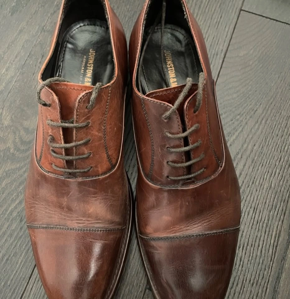 Johnston & Murphy CAP TOE Dress Shoes Brown Calfskin Leather 9.5 - photo 2