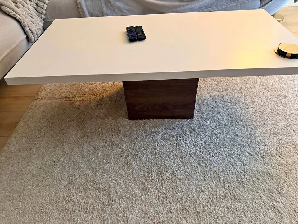White Top Wood Base Coffee Table