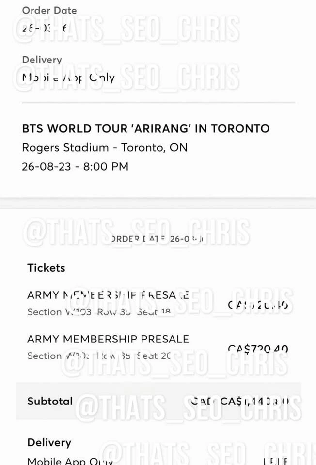 BTS World Tour "Arirang" Ticket - photo 3