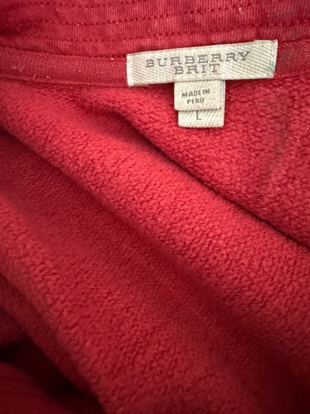 Burberry Brit Sweater - Red Quarter-Zip Logo - Size L - photo 3