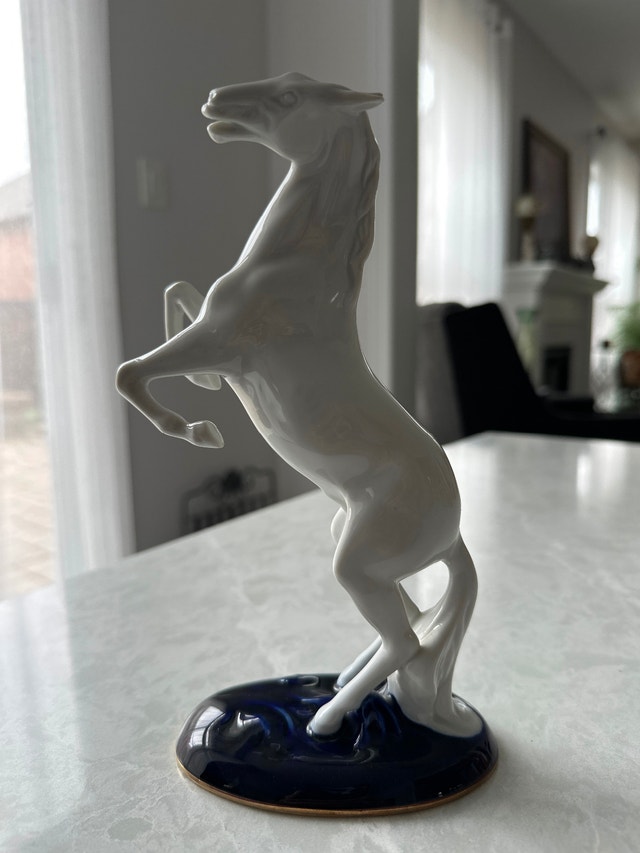 Royal Dux Bohemia VTG porcelain figurine of a rearing stallion.