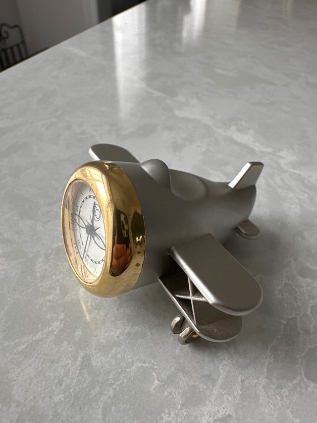 CARLO ORSINI QUARTZ BATTERY AIRPLANE TRAVEL CLOCK/PAPERWEIGHT