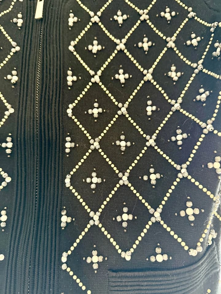 White House Black Market Black Beaded Zip Up Cardigan - photo 2