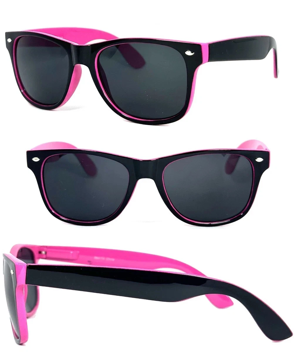 Retro Square Sunglasses Black Pink Two Tone Smoke Lens UV400 - photo 2