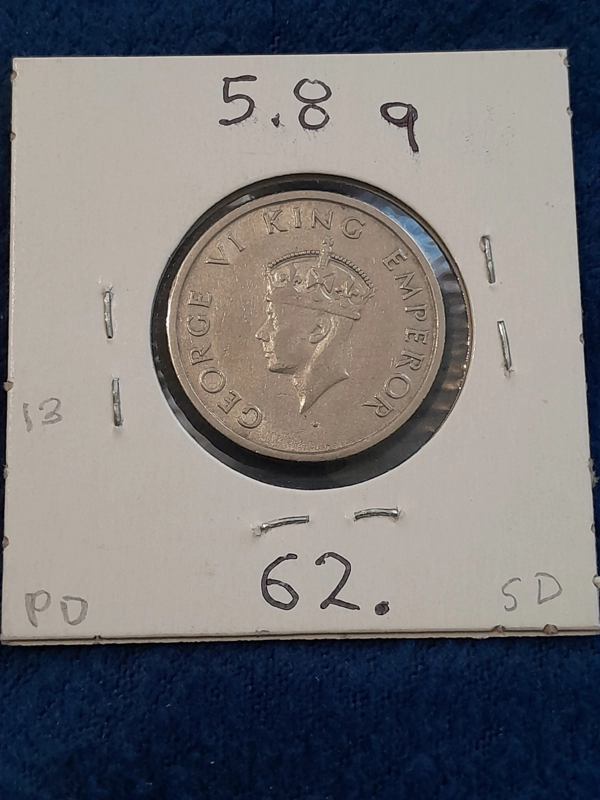 British India 1/2 Rupee Coin King George VI Km:553 1946-1947 - photo 2