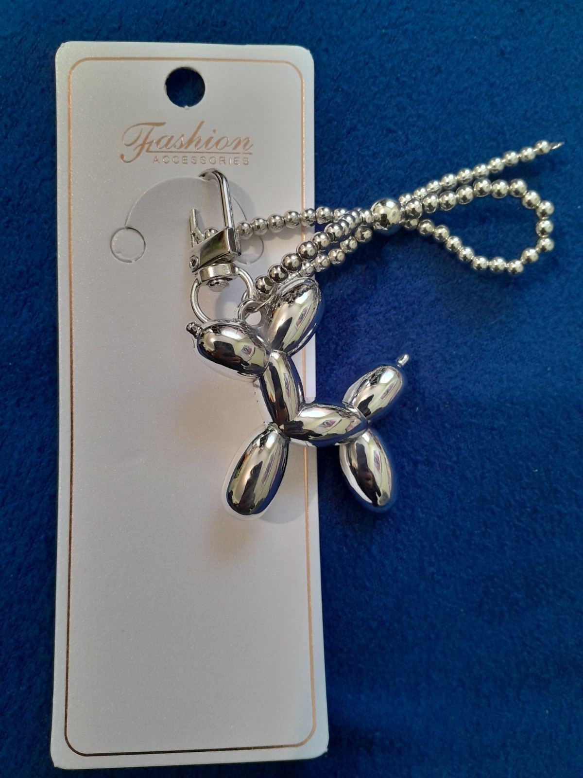 Silver Metal Trendy Laser Balloon Art Dog Shiny Keychain Bag Cha - photo 3