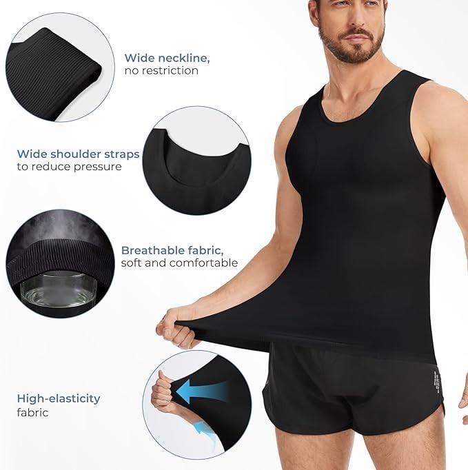 Men's Slimming Body Shaper Vest - Black XL - photo 3