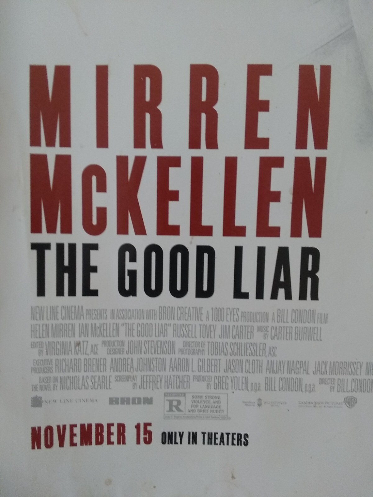 The Good Liar Movie Poster (Mirren, McKellen) 27"x40" - photo 2