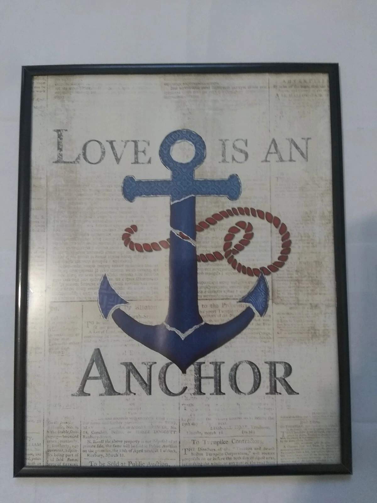Love is an anchor Wall Art Reproduction - Black Frame 10''x8''