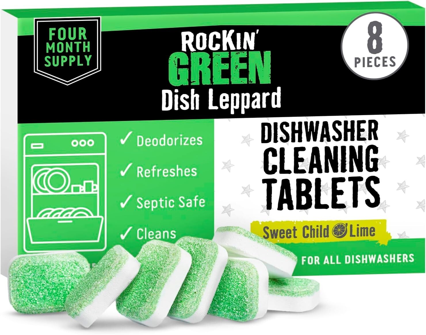 Dishwasher Cleaner Tablets (8 Pack) - Septic Safe