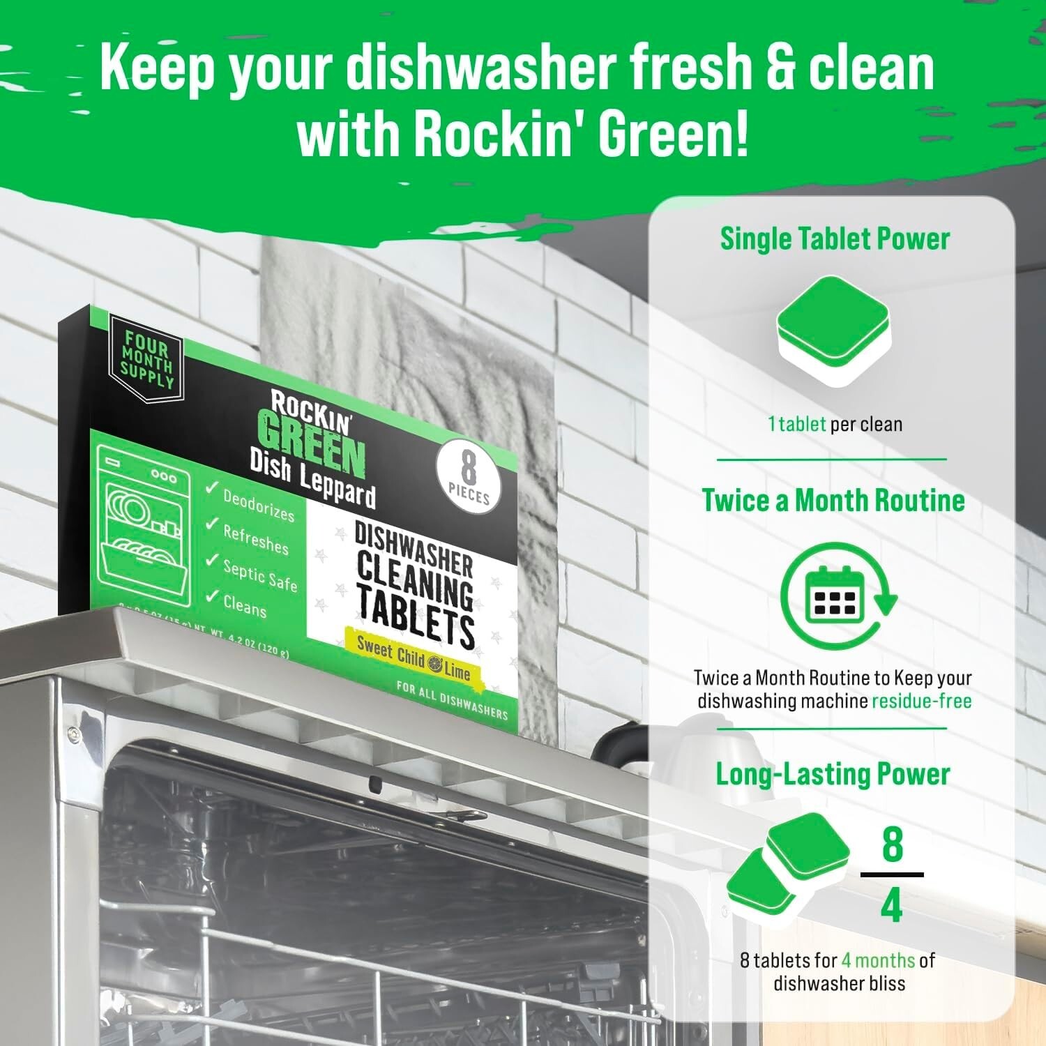 Dishwasher Cleaner Tablets (8 Pack) - Septic Safe - photo 4