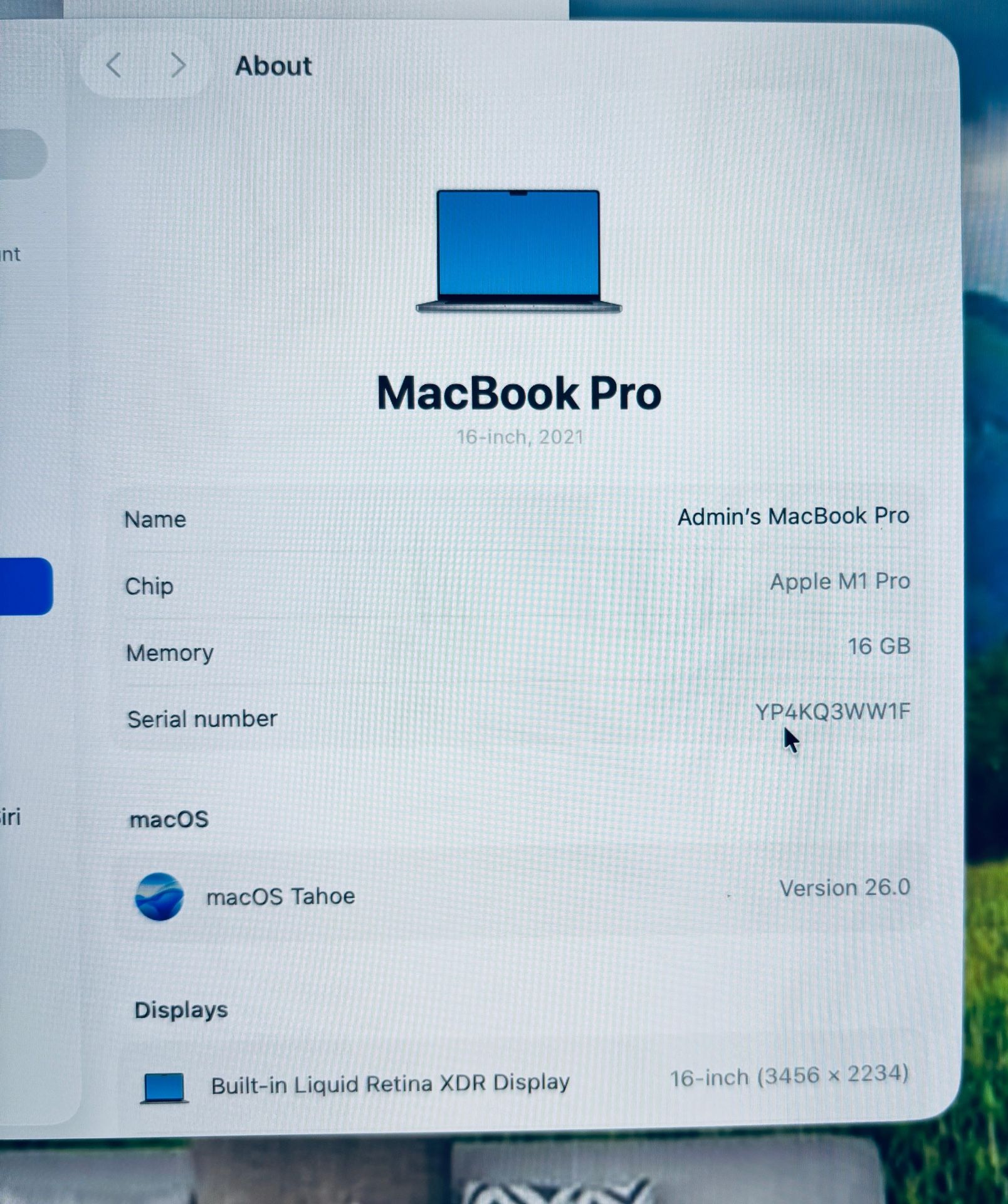 Apple Macbook Pro 16” 2021 M1 PRO 16GB 512GB - photo 2
