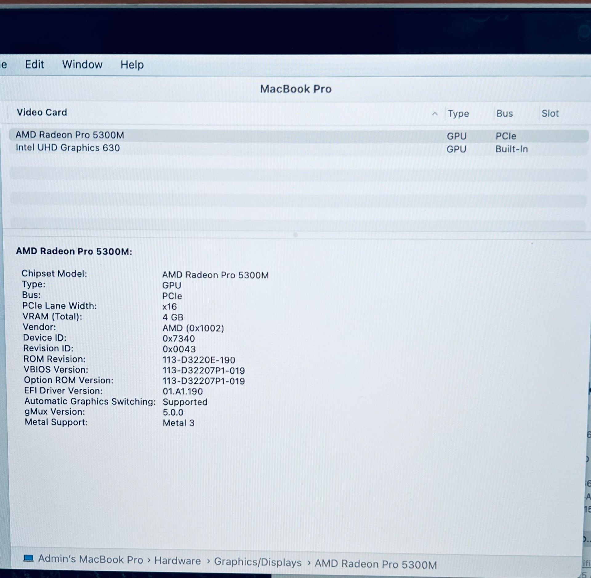 Apple MacBook Pro 16” Core i7 2.6Ghz 16GB 512GB Radeon Pro 5300M - photo 3