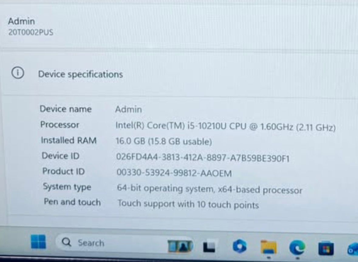 Lenovo T14S ThinkPad i5 10th Gen 16GB RAM 512GB SSD Touch - photo 4