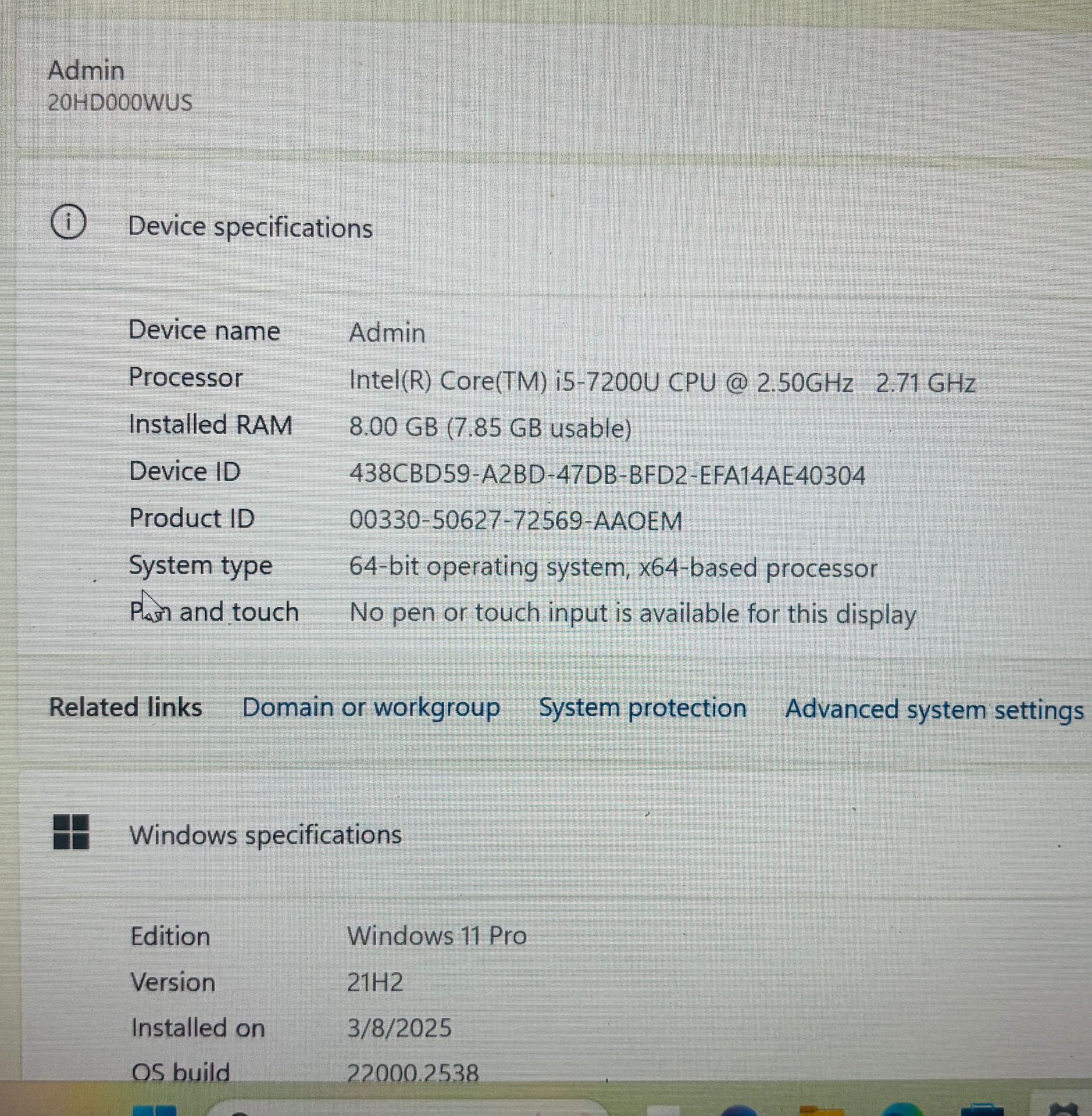 Lenovo T470 i5 Laptop - 8GB RAM, 250GB SSD - photo 2