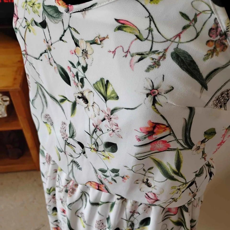 Ladies Smart Set White Green Floral Hi-Lo Summer Dress 🌱 - photo 3