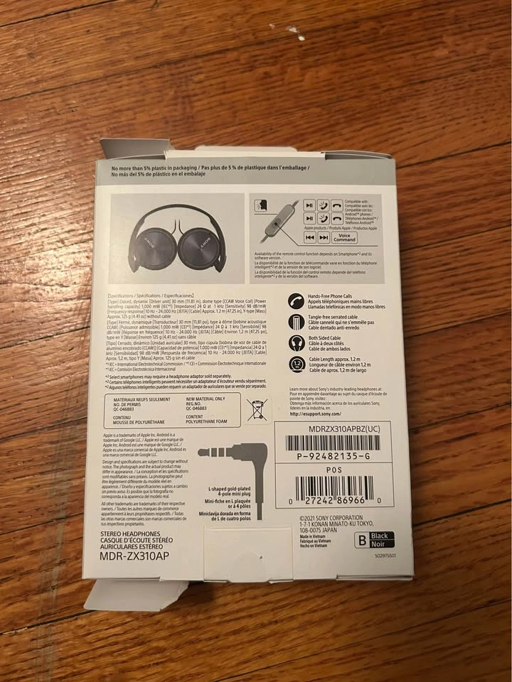 Sony Plug In Headphones with Mic - photo 2