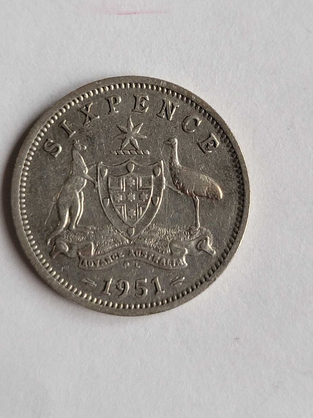 1951 Silver Australian Sixpence Coin