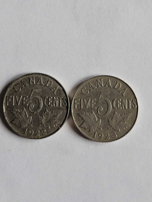 1922 and 1923 George V 5 Cent Coins