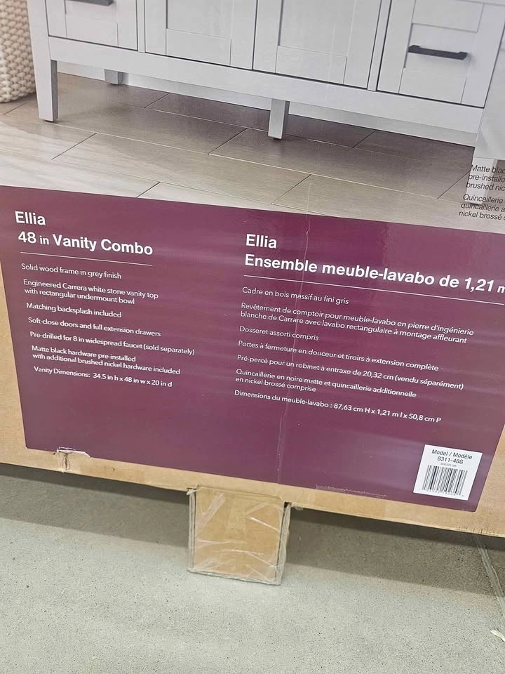 Home Decorators Ellia 48in Vanity Combo New Grey White Top - photo 2