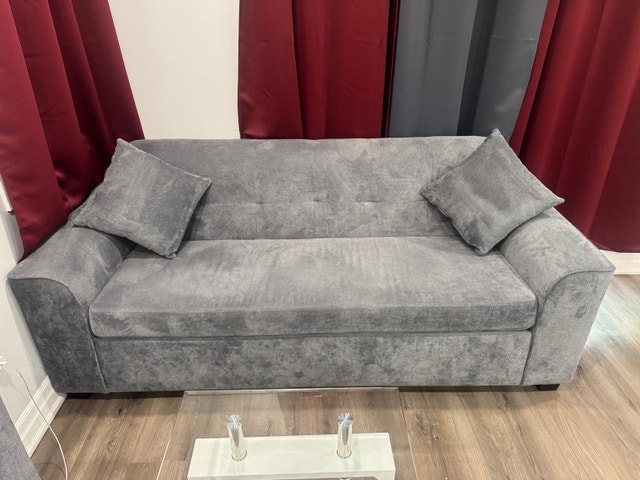 Sofa Set + Glass Coffee Table - Like New - photo 3