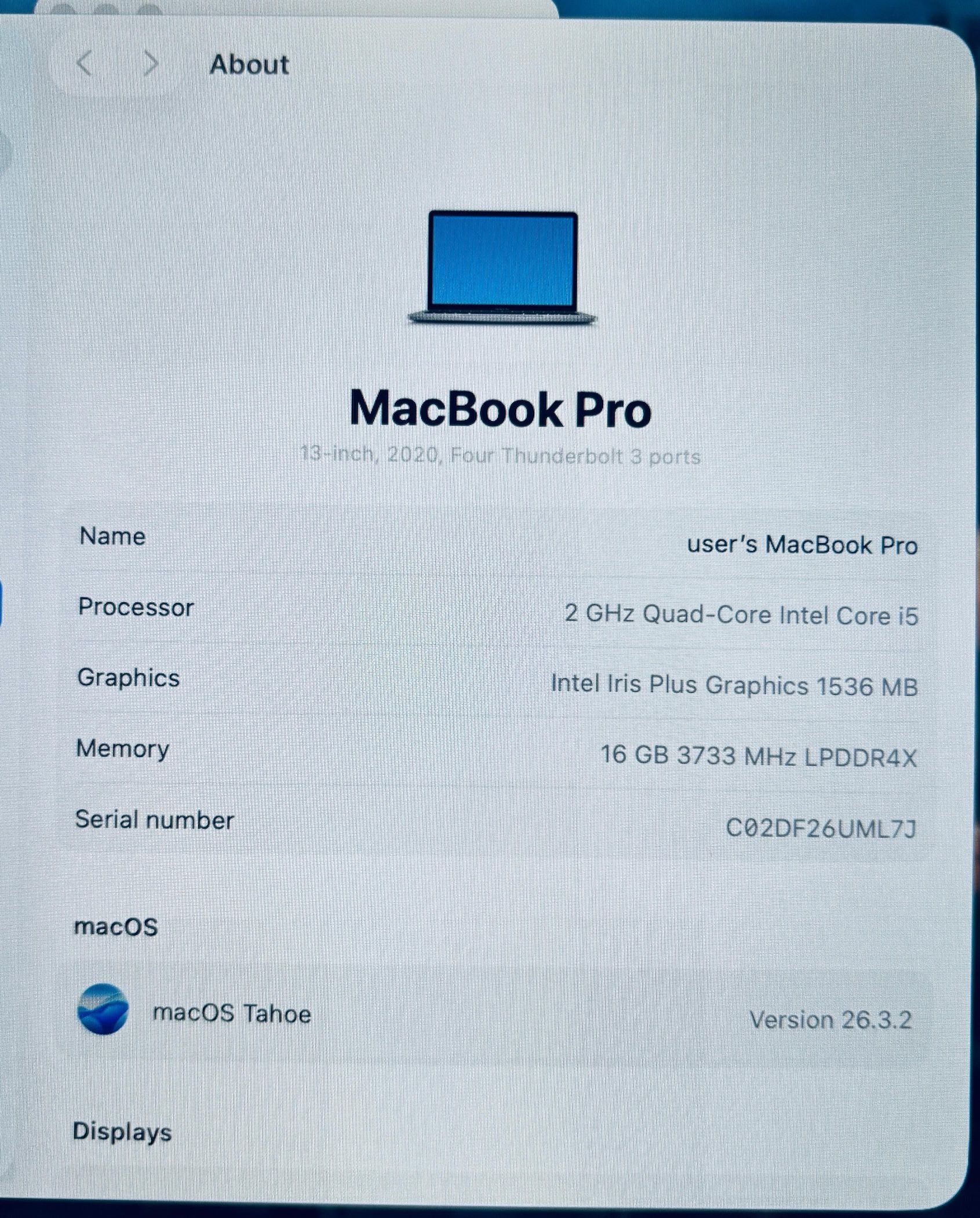 Apple Macbook Pro 13” 2020 i5 16GB RAM 1TB TouchBar - photo 2