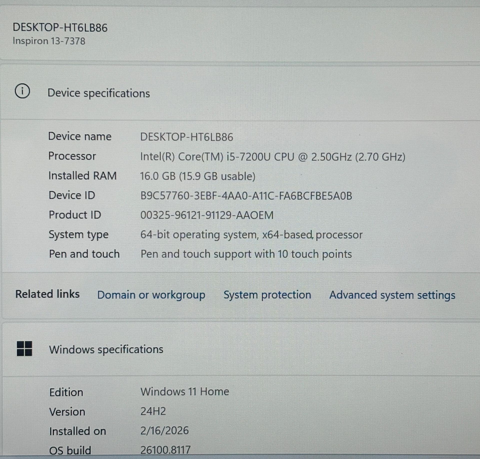 DELL INSPIRON 7378 13” Touchscreen Convertible i5 16GB RAM 256GB - photo 3