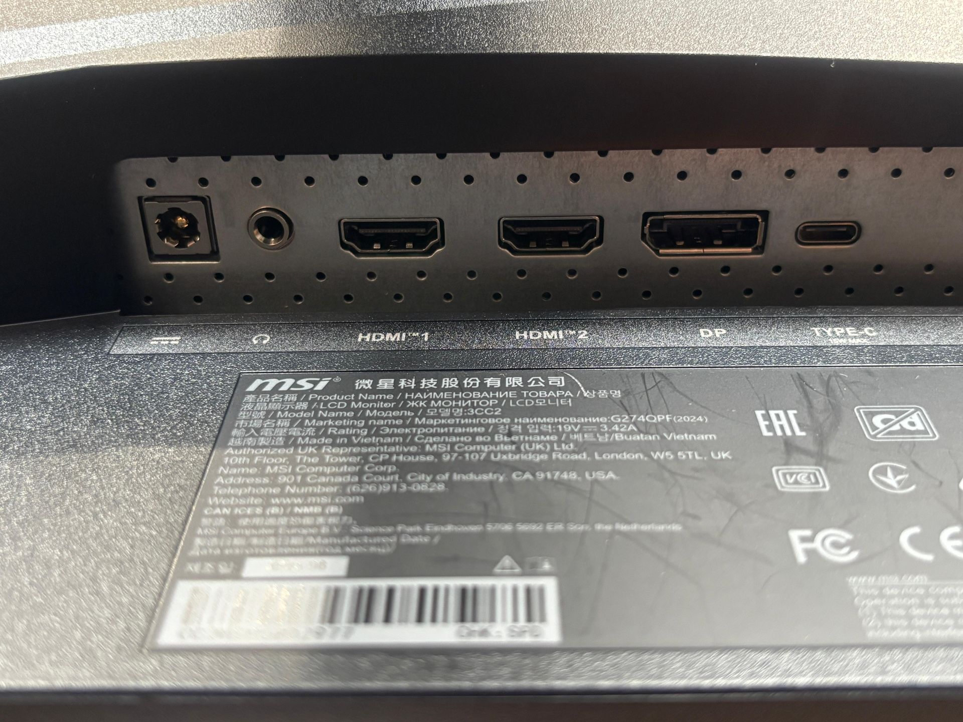 MSI G274QPF 27” Gaming Monitor 144Hz 1440p Like New - photo 3