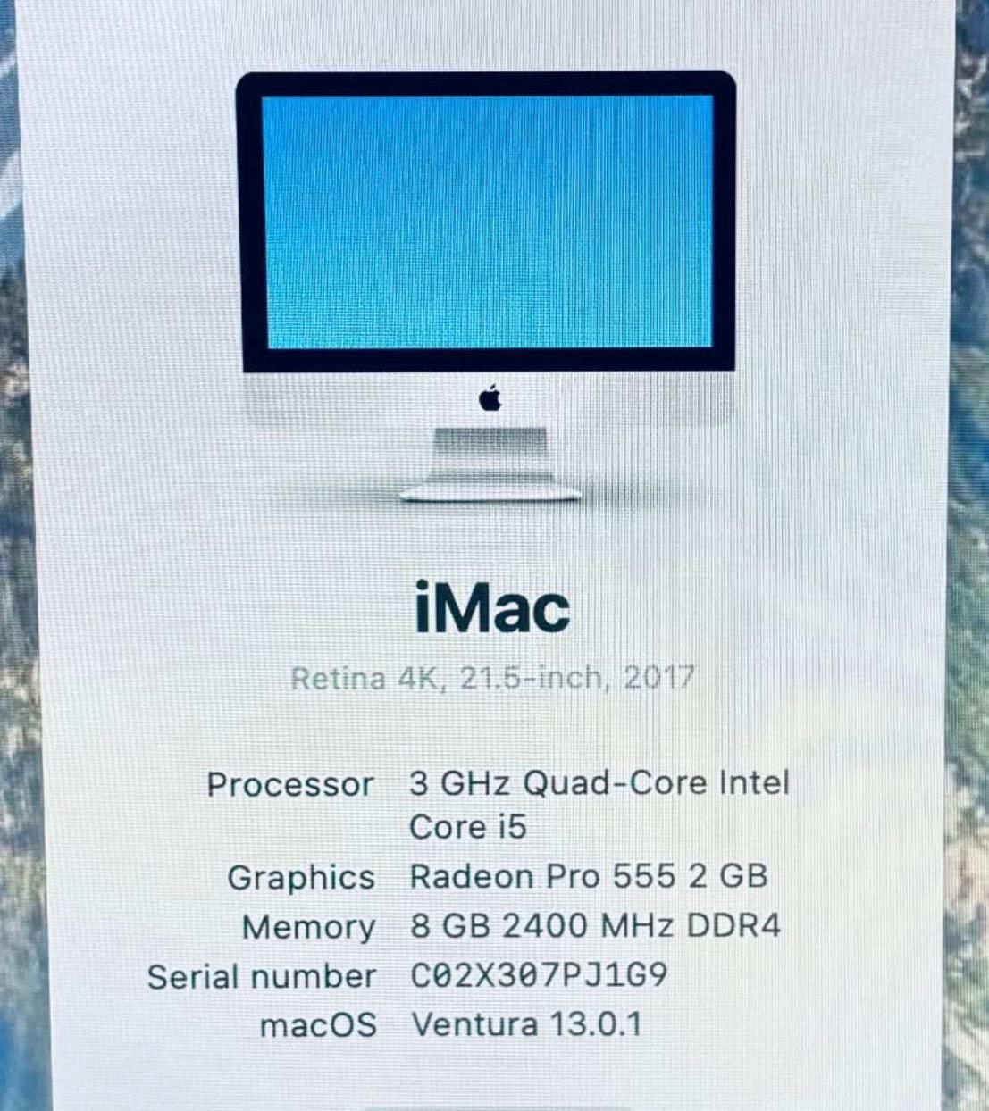 Apple iMac 21" 4K 2017 3GHz i5 8GB 256GB SSD Radeon Pro 555 - photo 2
