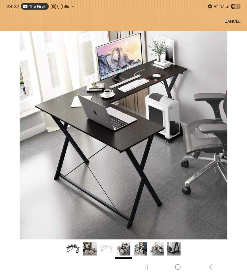 L-shaped Desk - Dark Brown w/ Computer Platform
