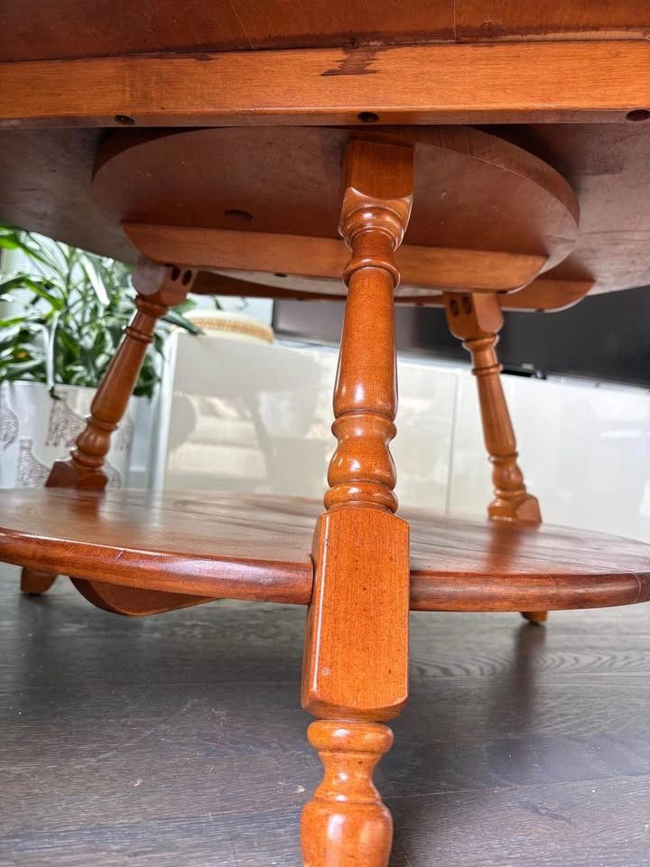 Vintage Wood Table with Carrara Marble Lazy Susan - photo 3