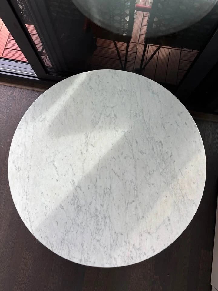 Vintage Wood Table with Carrara Marble Lazy Susan - photo 5