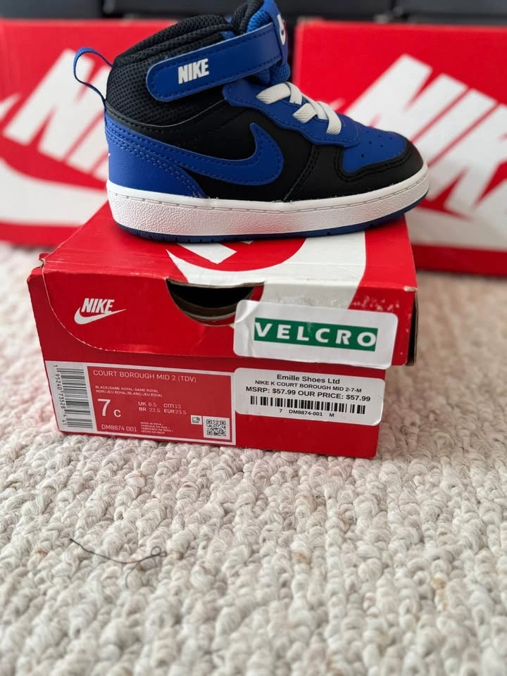 NIKE - Court Borough Mid 2 Velcro Shoes - Size 7C - photo 3