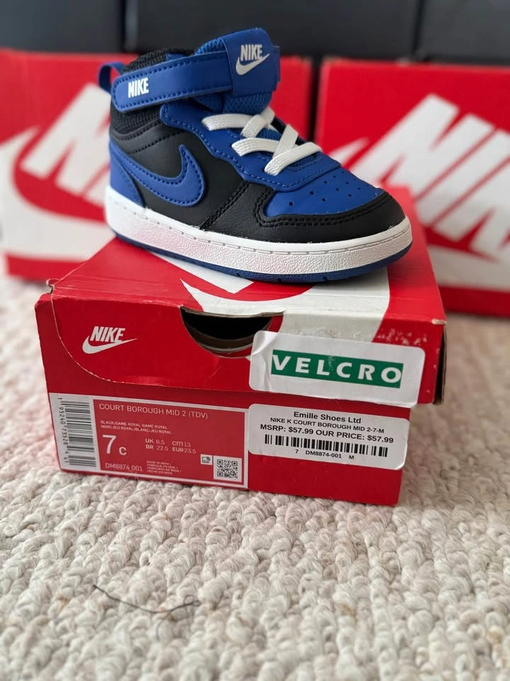 NIKE - Court Borough Mid 2 Velcro Shoes - Size 7C - photo 4