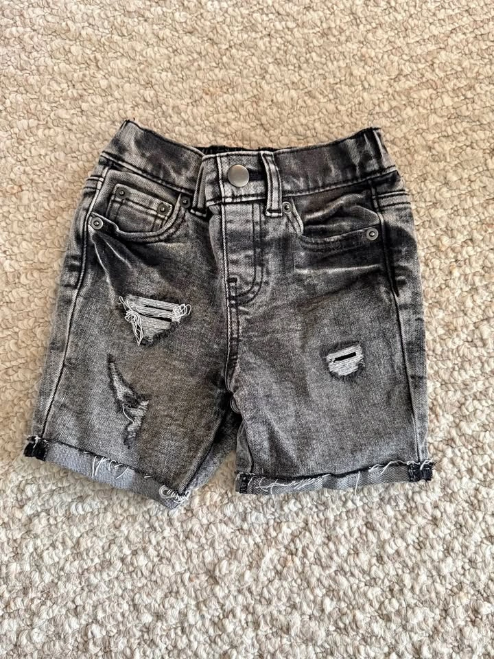 Boy black wash denim shorts
