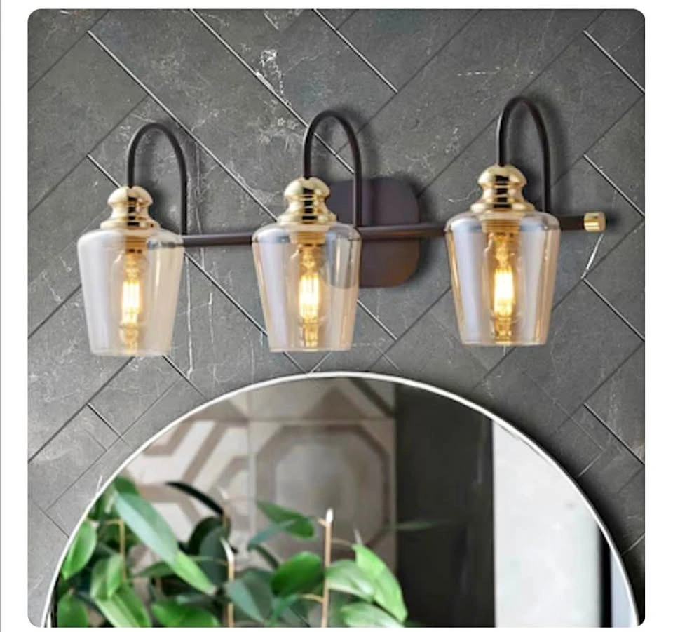 ExBrite Farmhouse 3-Light Matte Black Vanity Light