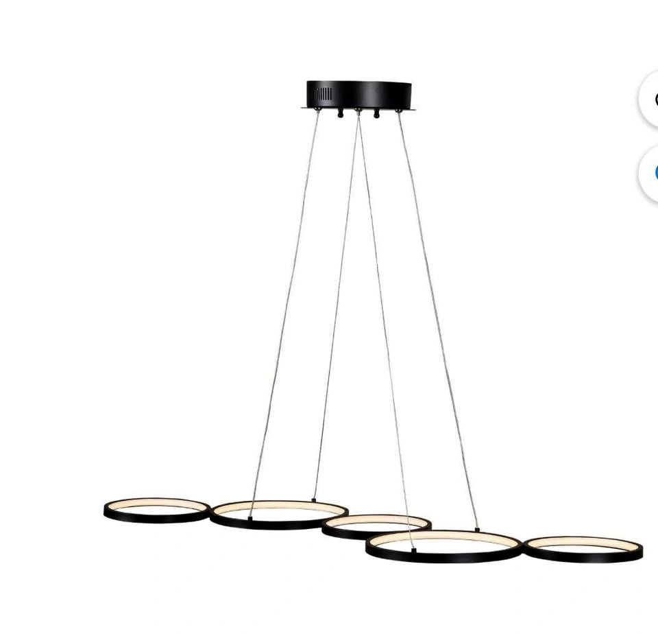 ExBrite 43 inch LED Light Matte Black 5 Rings Pendant