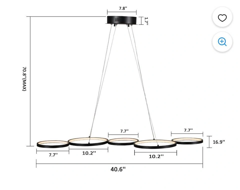 ExBrite 43 inch LED Light Matte Black 5 Rings Pendant - photo 2