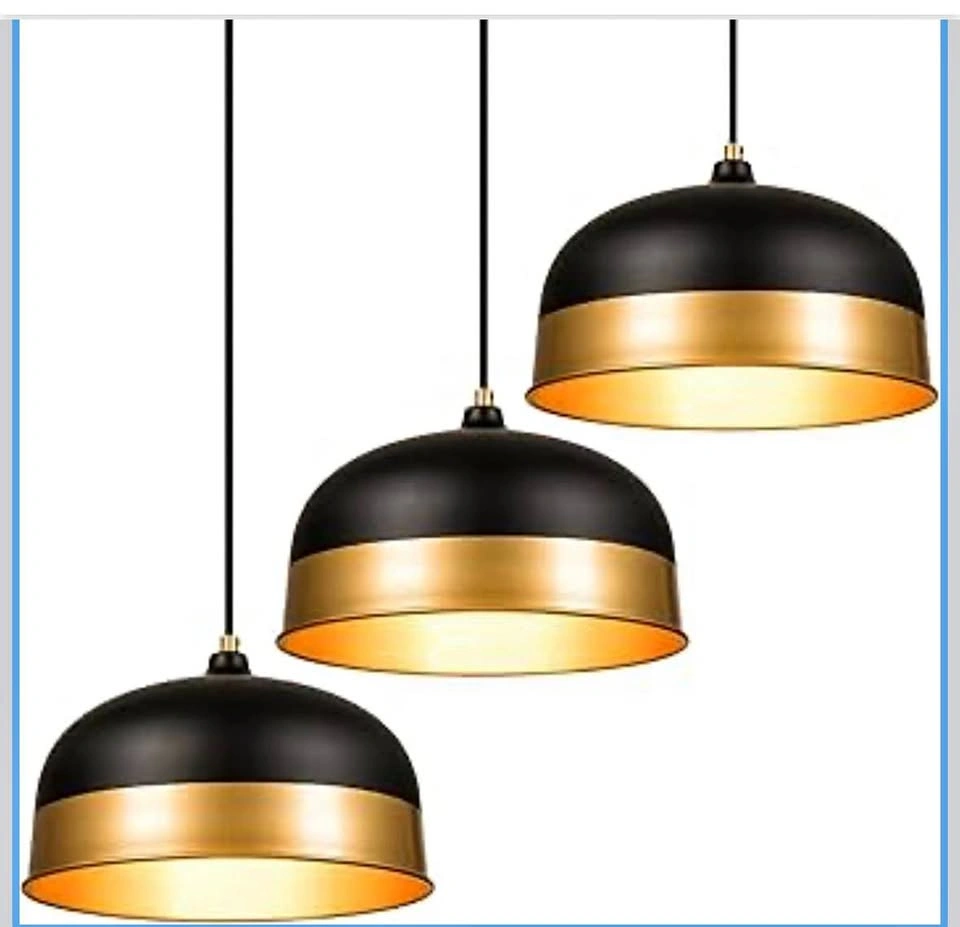 ExBrite Modern Matte Black & Gold Dome Pendant Light