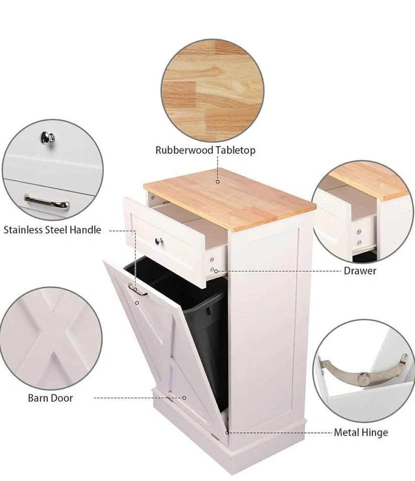 Tilt Out Trash Cabinet 10 Gallon Wooden Laundry Sorter - photo 2