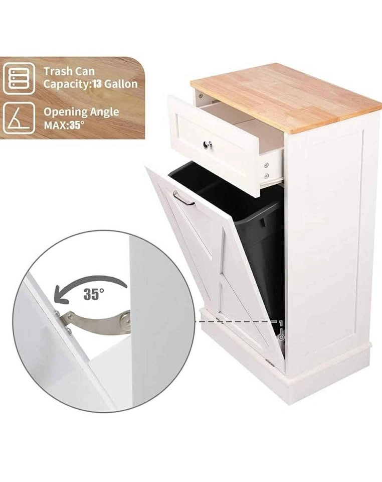 Tilt Out Trash Cabinet 10 Gallon Wooden Laundry Sorter - photo 4