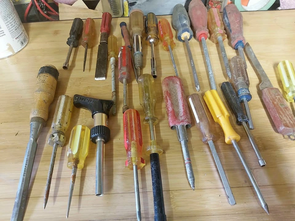 Assortment of Screwdrivers, Awls and Chisels