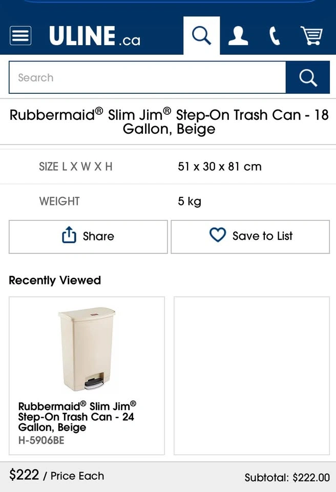 Rubbermaid Commercial SLIMJIM 68L STEP-ON Trash Bin - photo 4